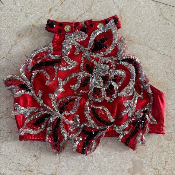 Glamour Costumes Red Sequin 2 Piece Dance Costume - Picture 2 of 13
